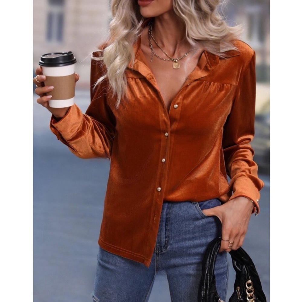 Velvet Button Up Top